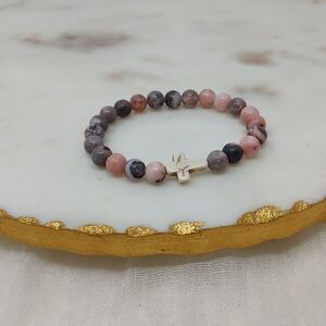 Pink Zebra Jasper Stone Bead Bracelet